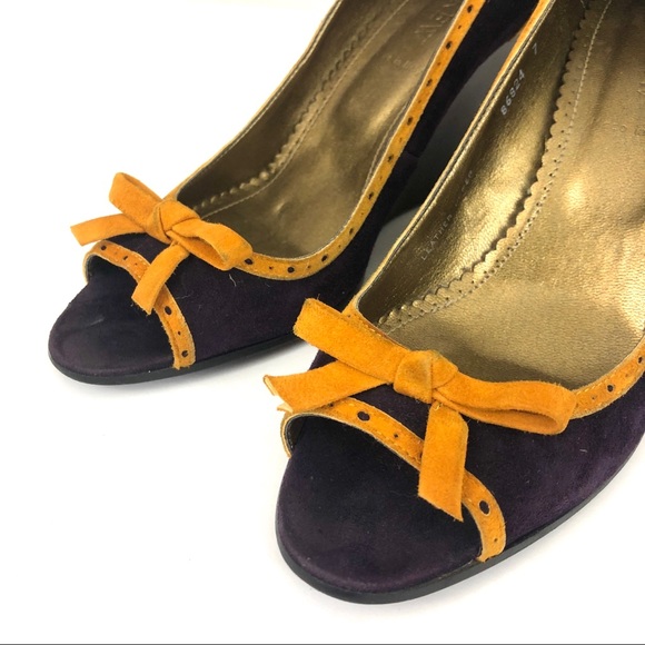 J. Crew Etta Suede Leather Peep Toe Wedge Heel - Picture 5 of 7